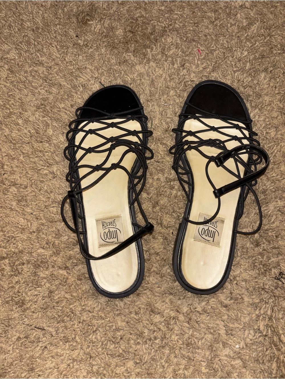 Impo Black Lace-Up Strappy Slide Sandals